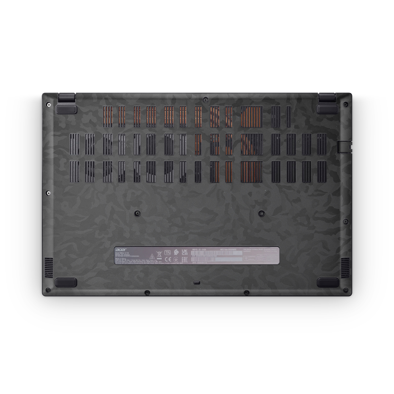 Acer Nitro V 2024 Professional Bottom Black Camo Skin Wrap Cover