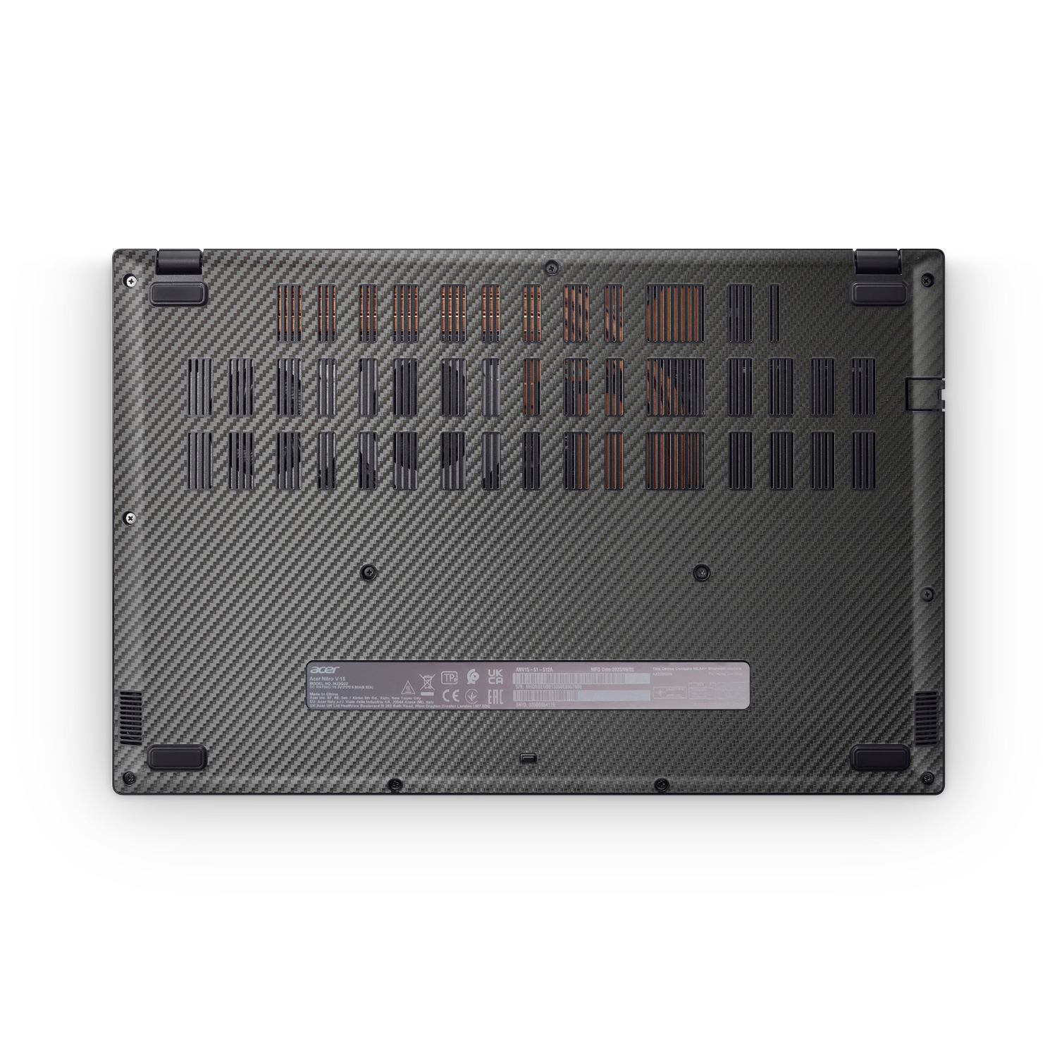 Acer Nitro V 2024 Professional Bottom Black Carbon Fiber Skin Wrap Cover