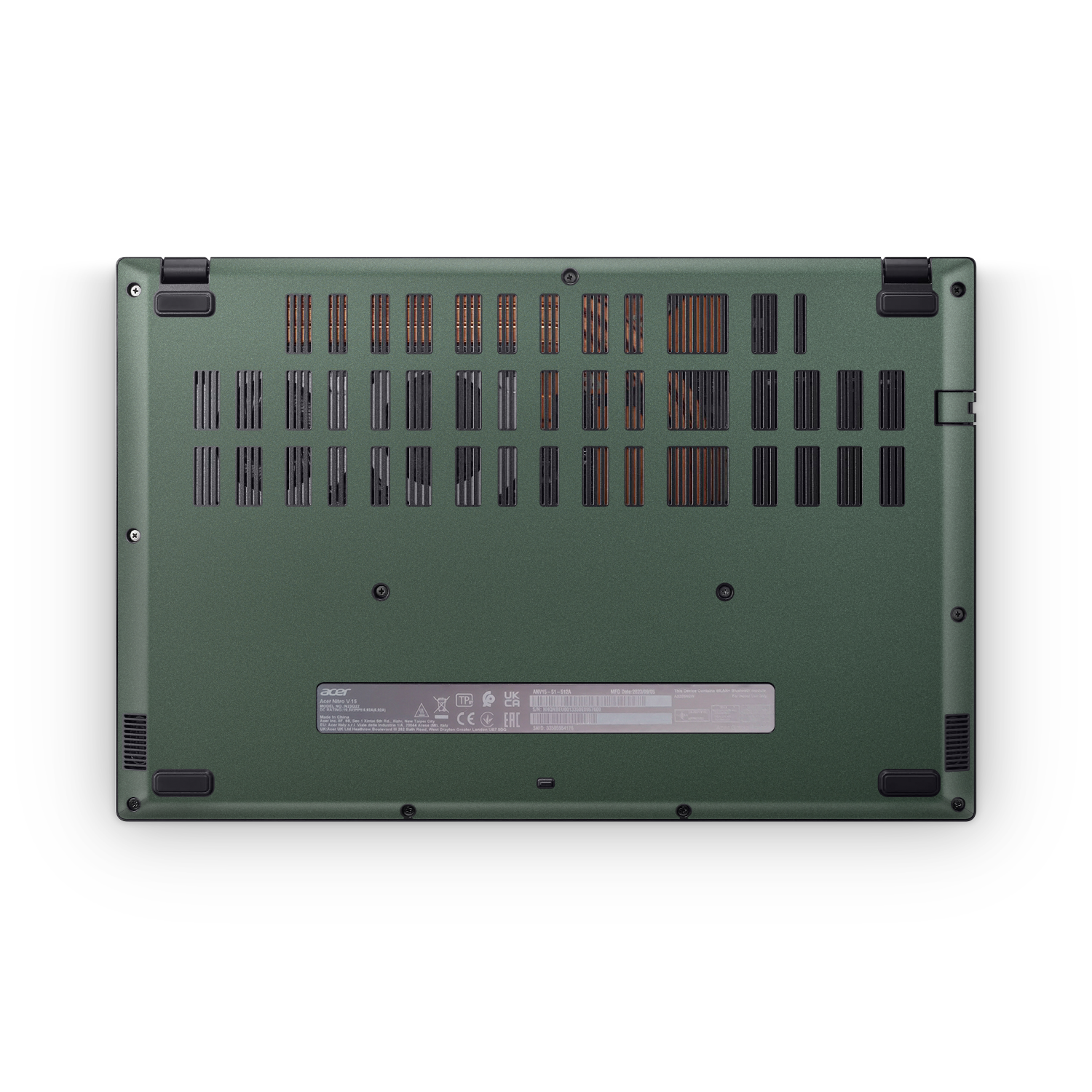 Acer Nitro V 2024 Professional Bottom Matte Green Metallic Skin Wrap Cover