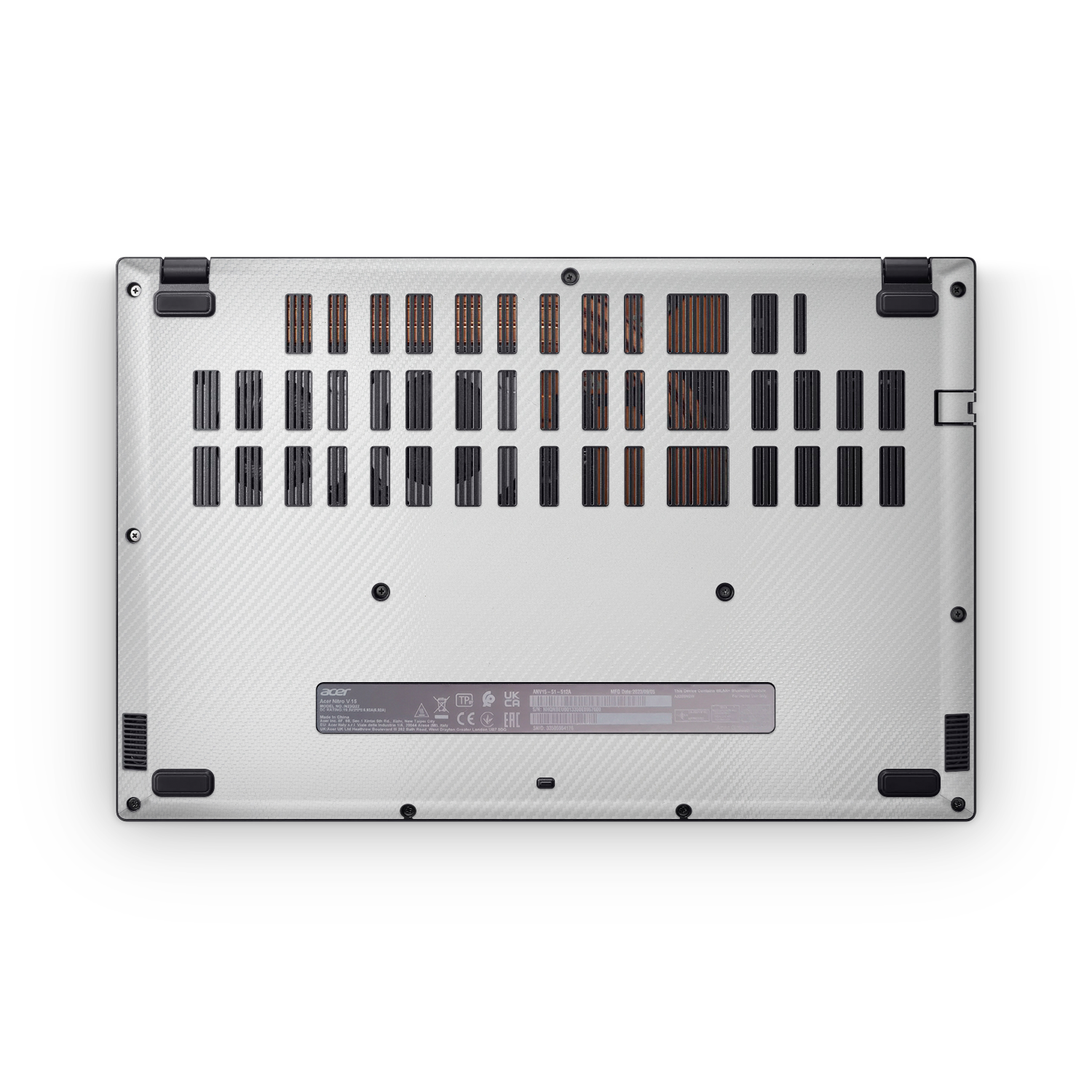 Acer Nitro V 2024 Professional Bottom White Carbon Fiber Skin Wrap Cover