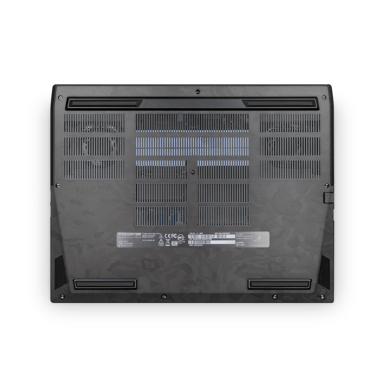 Acer Predator Helios Neo 16S 2025 Professional Bottom Black Camo Skin Wrap Cover