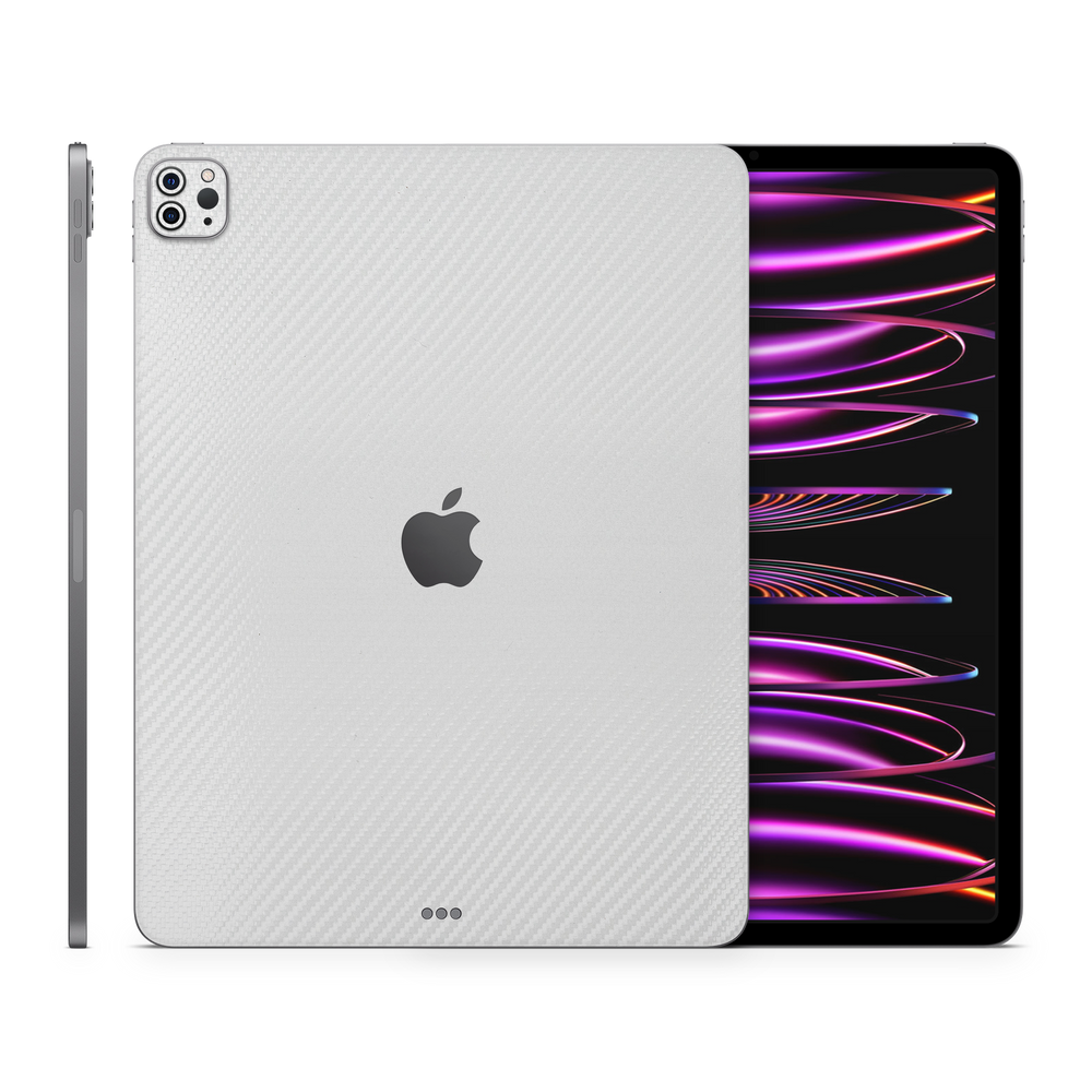 Apple Ipad Professional 129 M2 Essentials White Carbon Fiber Skin Wrap Cover