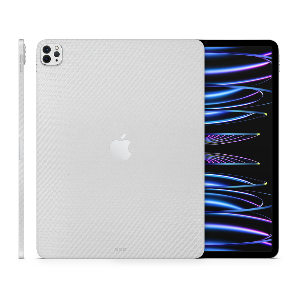 Apple Ipad Professional 129 M2 Professional White Carbon Fiber Skin Wrap Cover