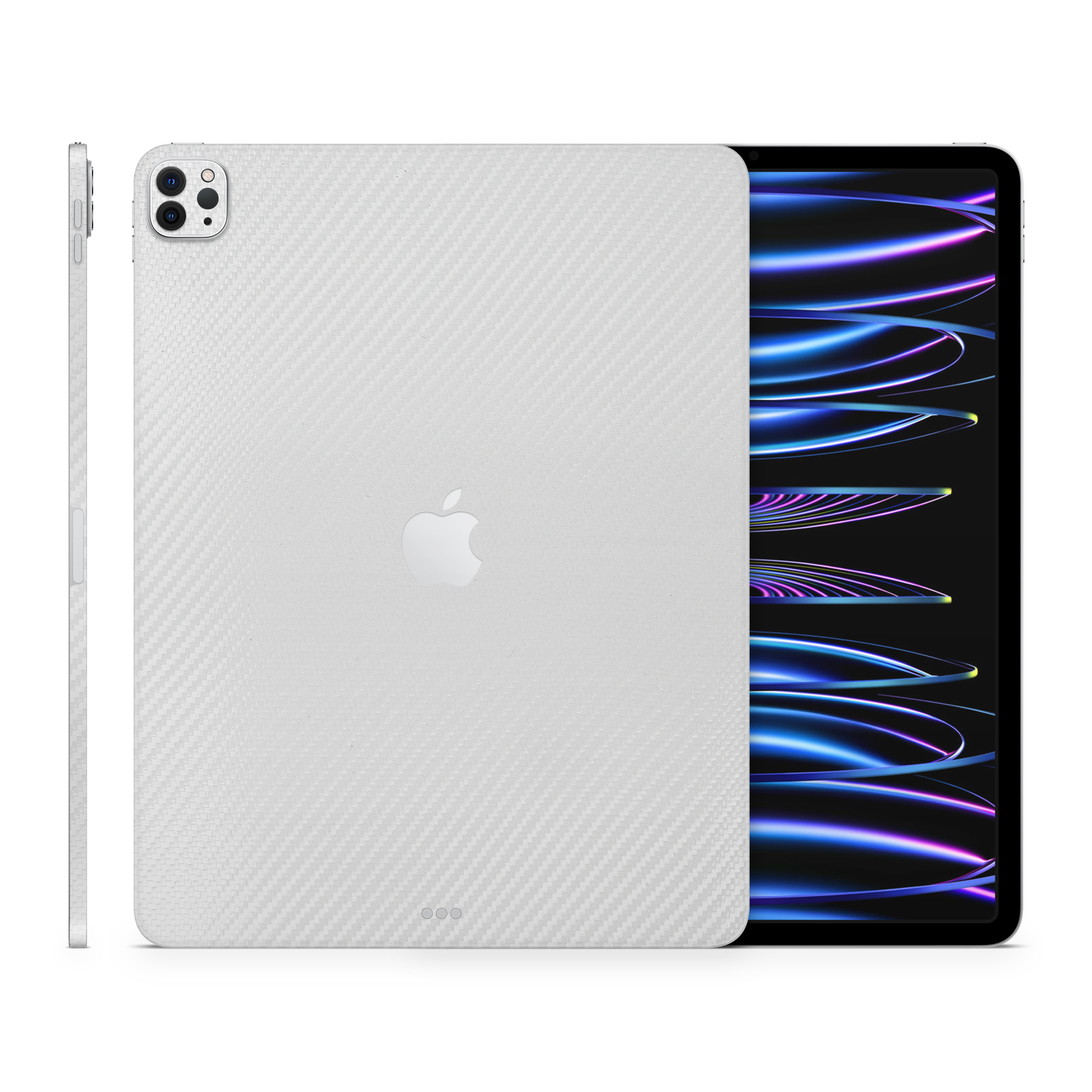 Apple Ipad Professional 129 M2 Professional White Carbon Fiber Skin Wrap Cover