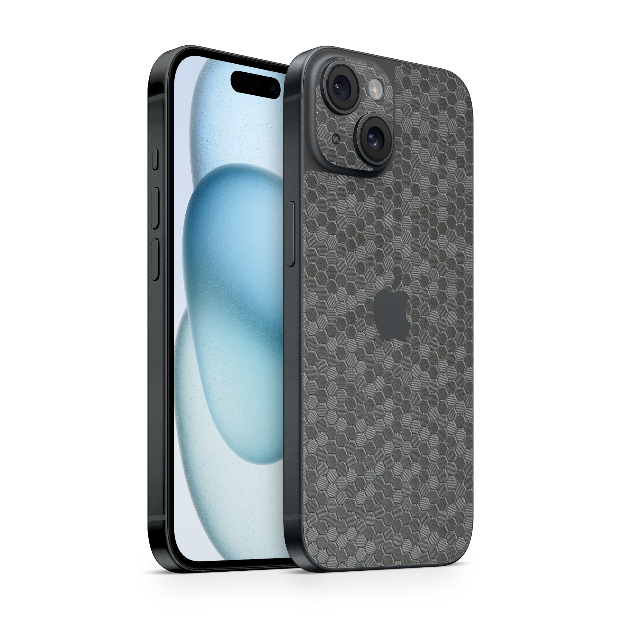 Apple Iphone 15 Base Essentials Black Honeycomb Skin Wrap Cover
