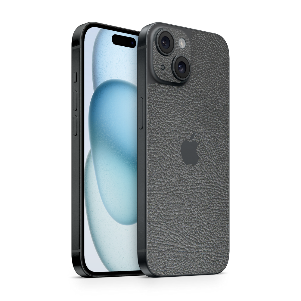 Apple Iphone 15 Plus Essentials Black Leather Skin Wrap Cover