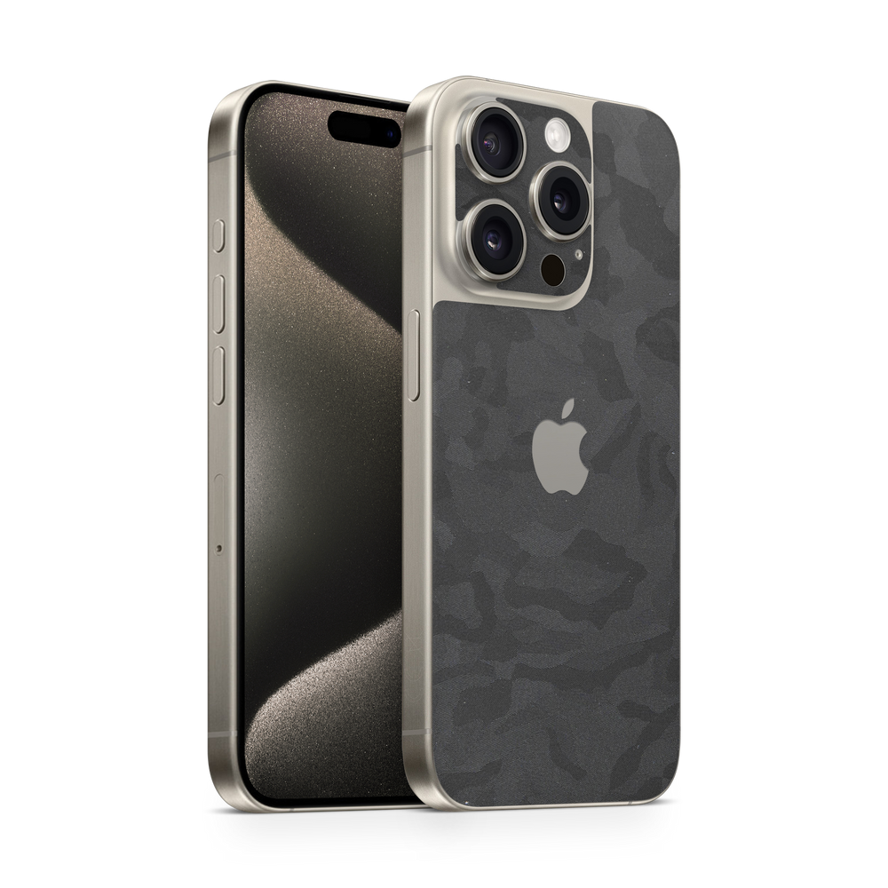 Apple Iphone 15 Professional Max Essentials Black Camo Skin Wrap Cover
