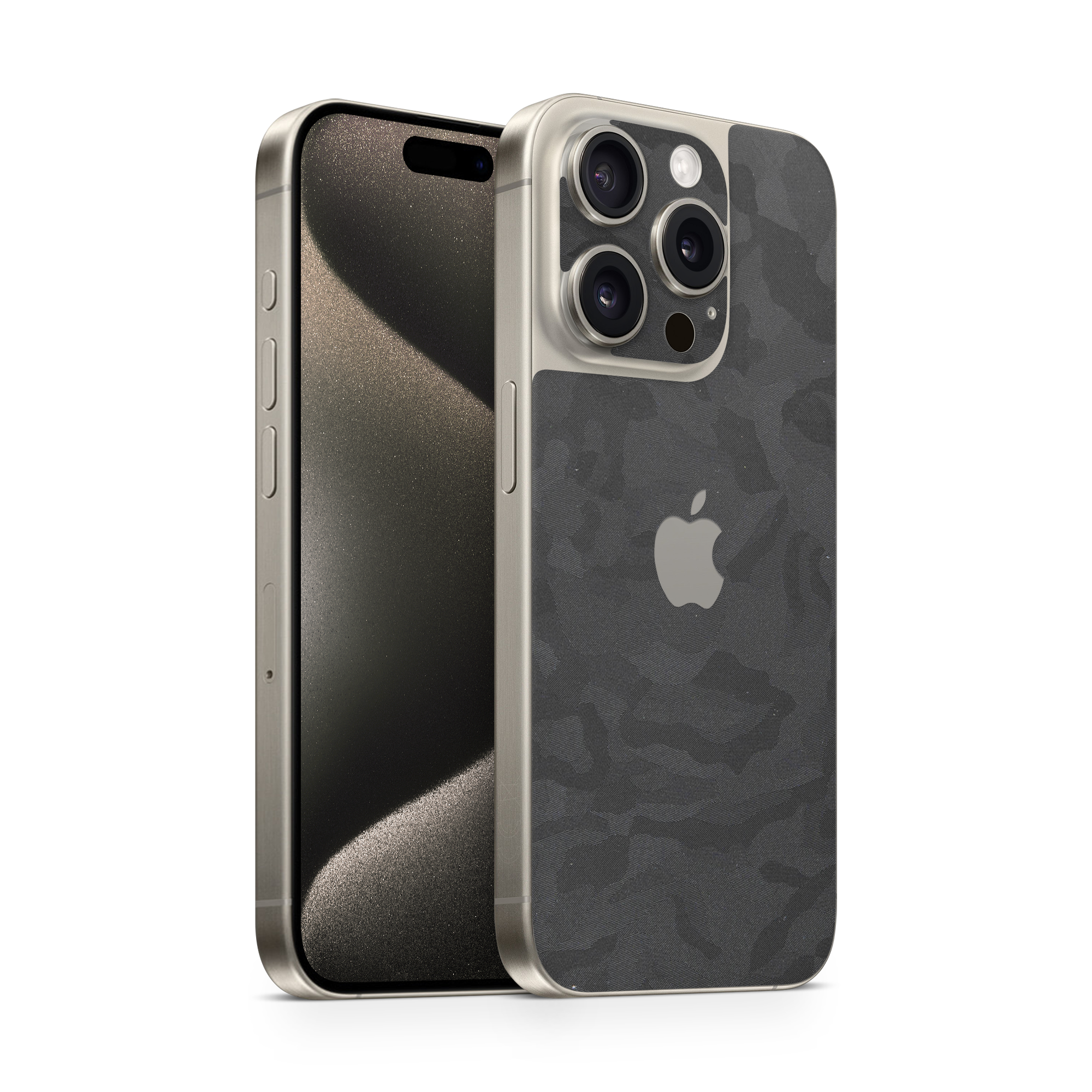 Apple Iphone 15 Professional Max Essentials Black Camo Skin Wrap Cover