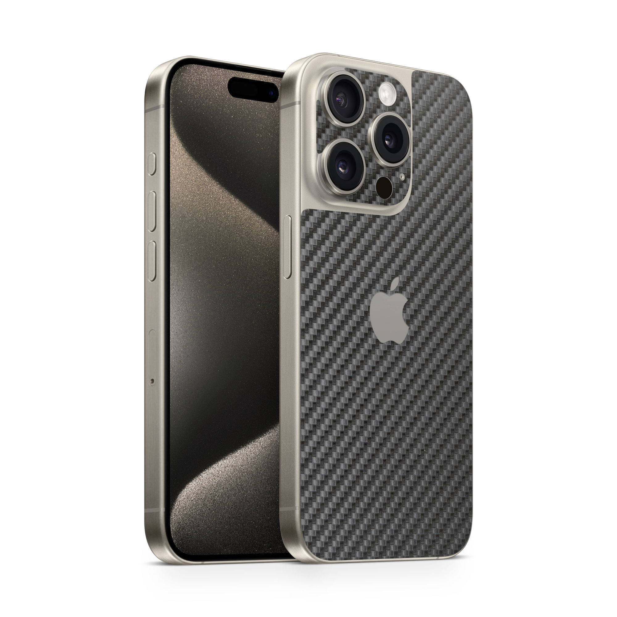 Apple Iphone 15 Professional Max Essentials Black Carbon Fiber Skin Wrap Cover