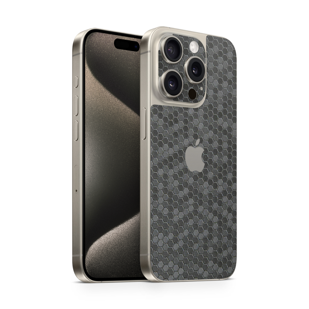 Apple Iphone 15 Professional Max Essentials Black Honeycomb Skin Wrap Cover