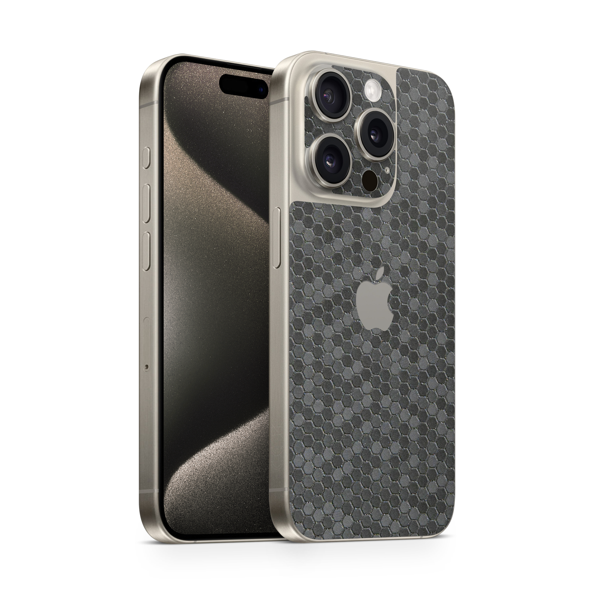 Apple Iphone 15 Professional Max Essentials Black Honeycomb Skin Wrap Cover