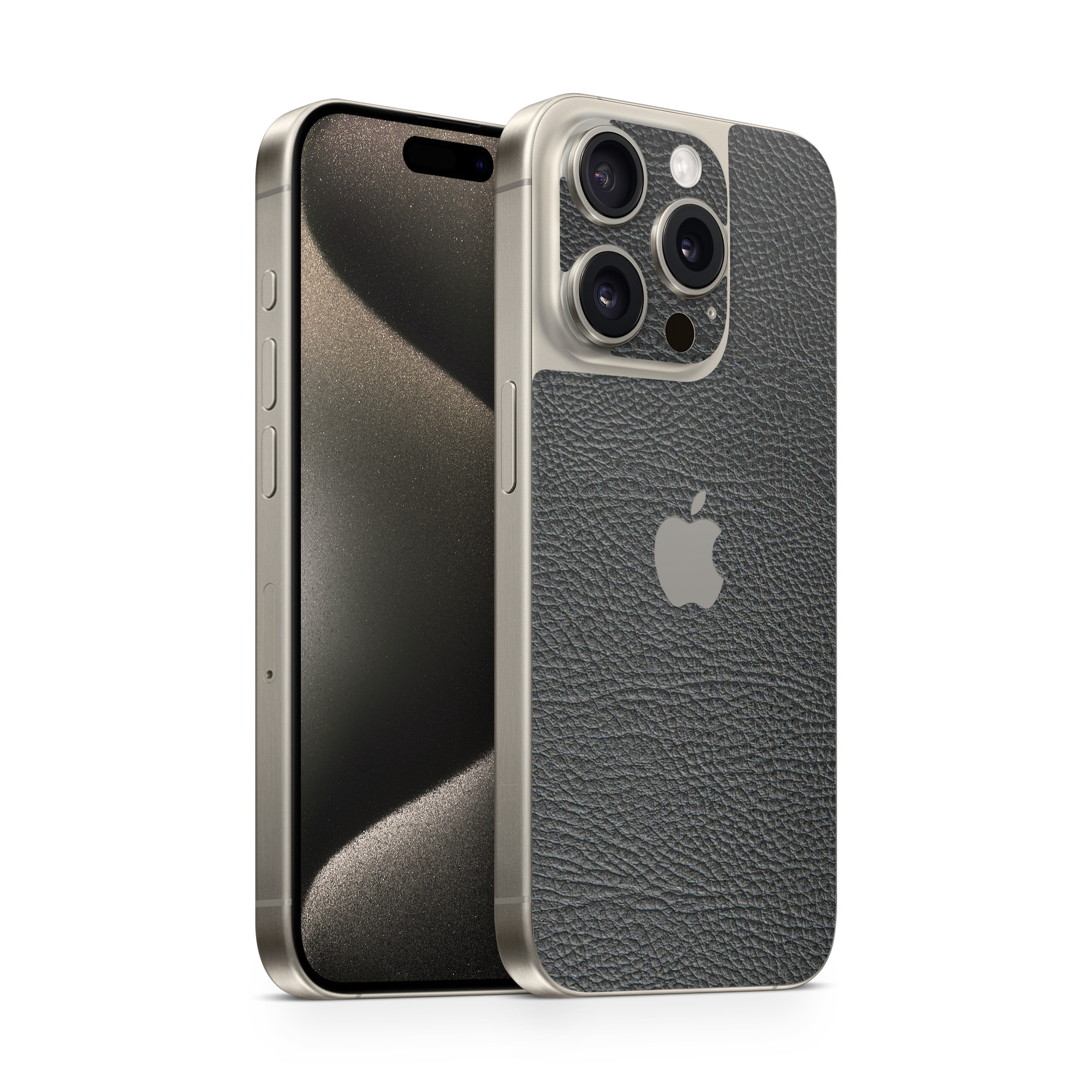 Apple Iphone 15 Professional Max Essentials Black Leather Skin Wrap Cover
