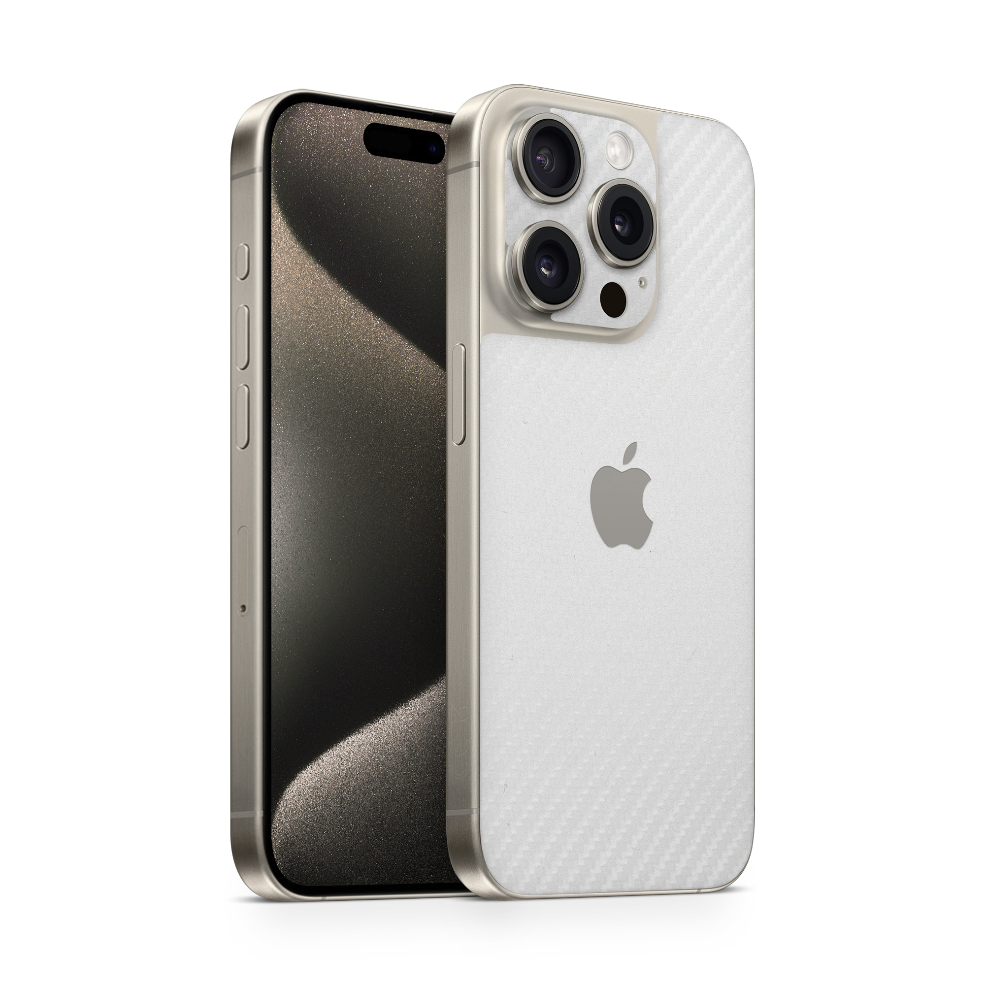 Apple Iphone 15 Professional Max Essentials White Carbon Fiber Skin Wrap Cover