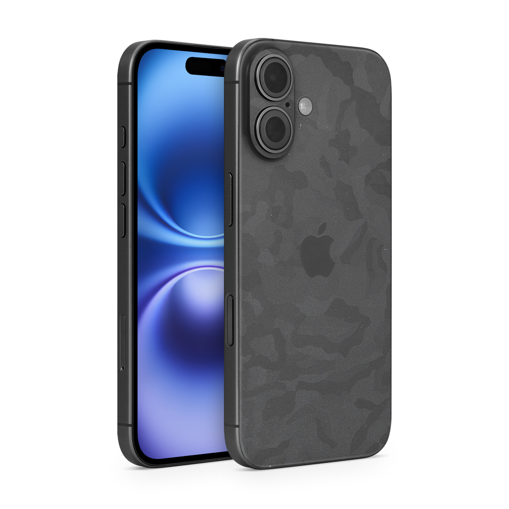 Apple Iphone 16 Base Essentials Black Camo Skin Wrap Cover