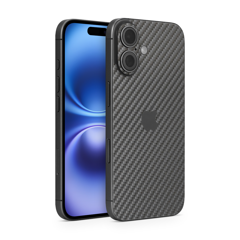 Apple Iphone 16 Plus Essentials Black Carbon Fiber Skin Wrap Cover