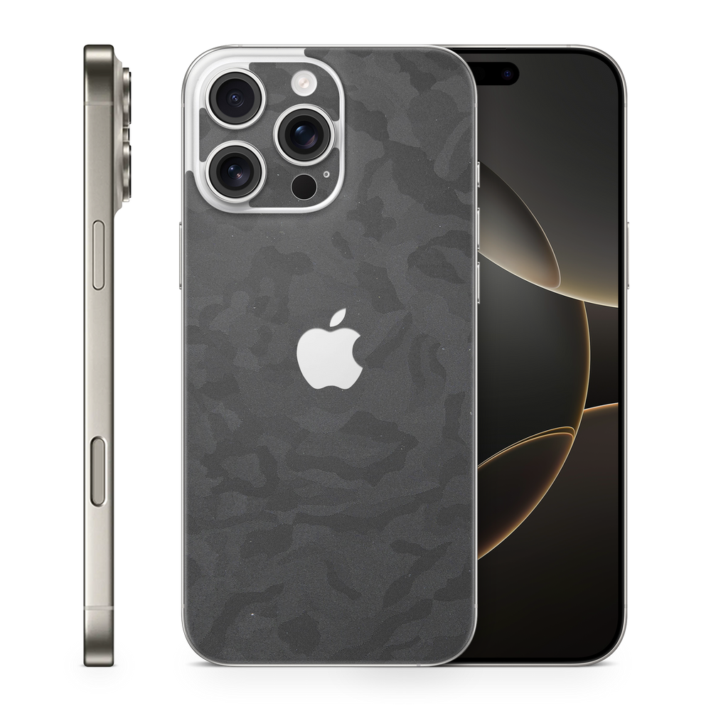 Apple Iphone 16 Professional Max Essentials Black Camo Skin Wrap Cover