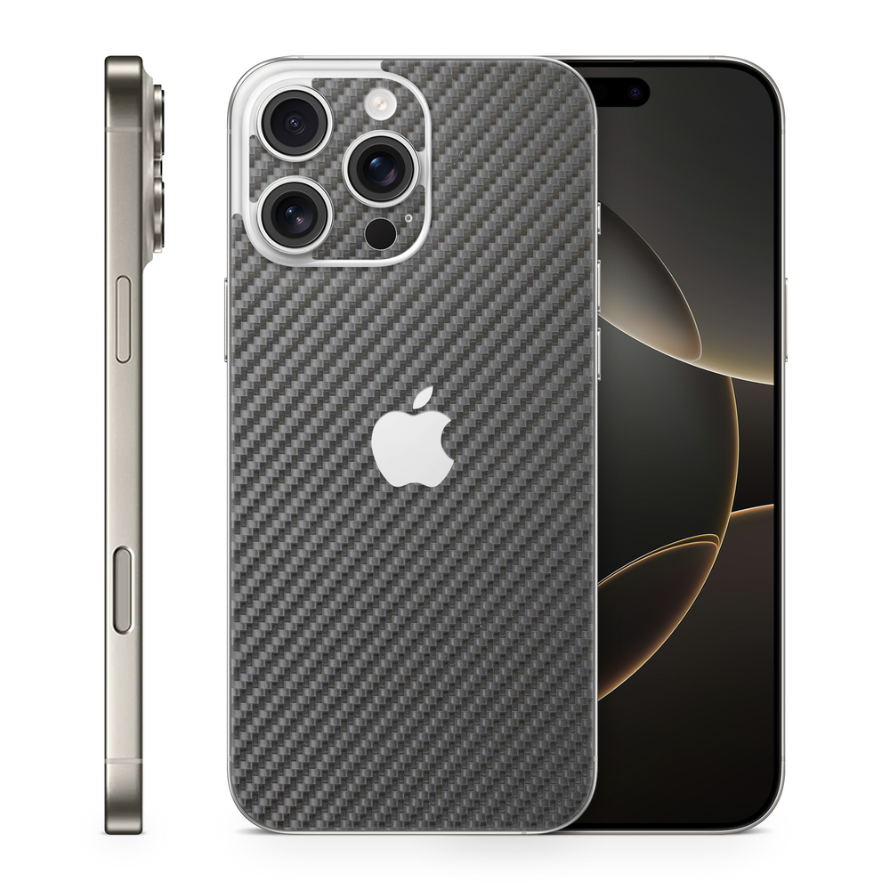 Apple Iphone 16 Professional Max Essentials Black Carbon Fiber Skin Wrap Cover