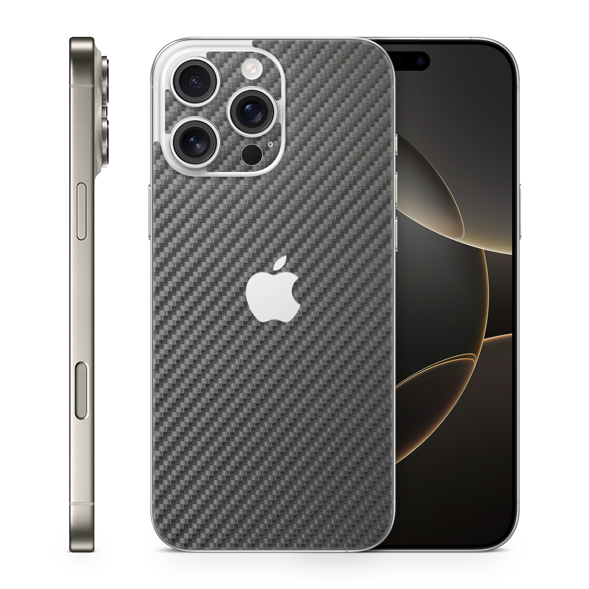 Apple Iphone 16 Professional Max Essentials Black Carbon Fiber Skin Wrap Cover