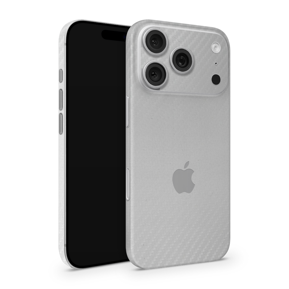 Apple Iphone 17 Professional Pro White Carbon Fiber Skin Wrap Cover