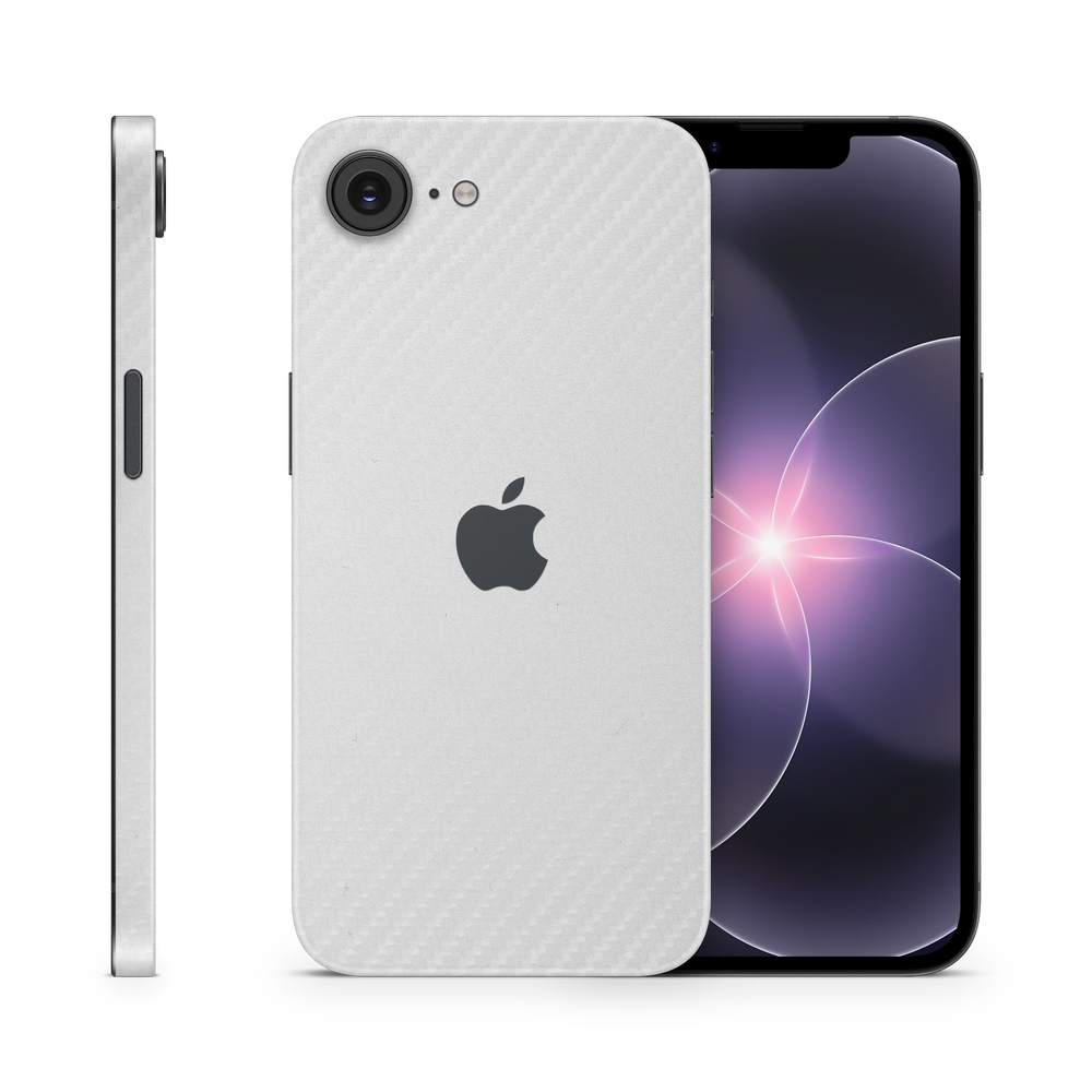 Apple Iphone 17E Professional White Carbon Fiber Skin Wrap Cover