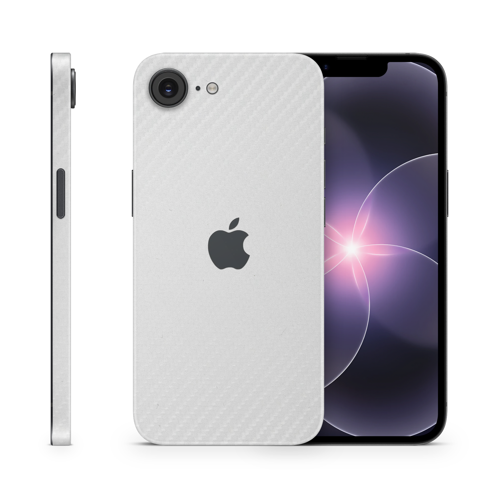 Apple Iphone 17E Professional White Carbon Fiber Skin Wrap Cover