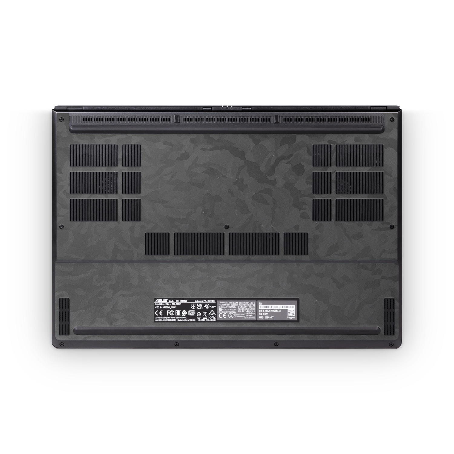 Asus Proart P16 2024 Professional Bottom Black Camo Skin Wrap Cover