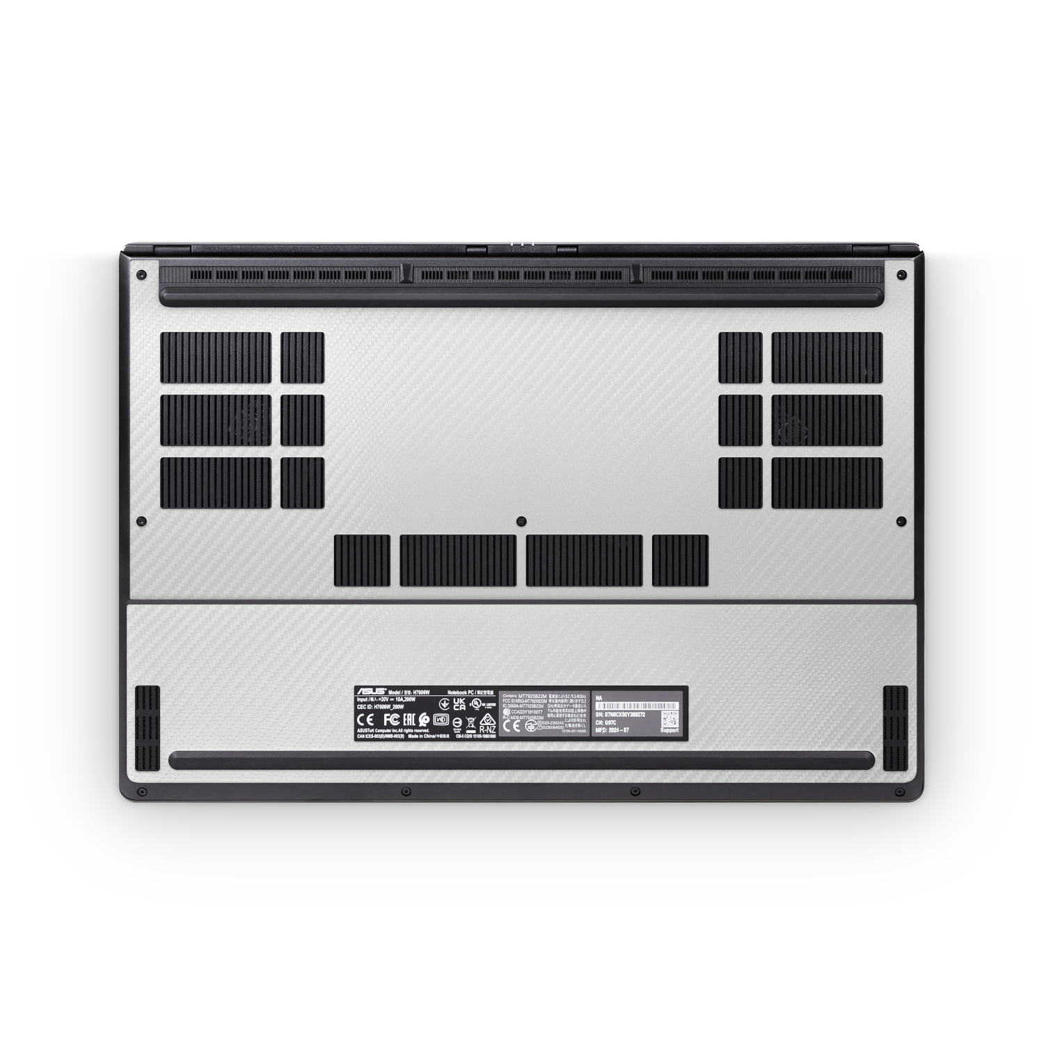 Asus Proart P16 2024 Professional Bottom White Carbon Fiber Skin Wrap Cover