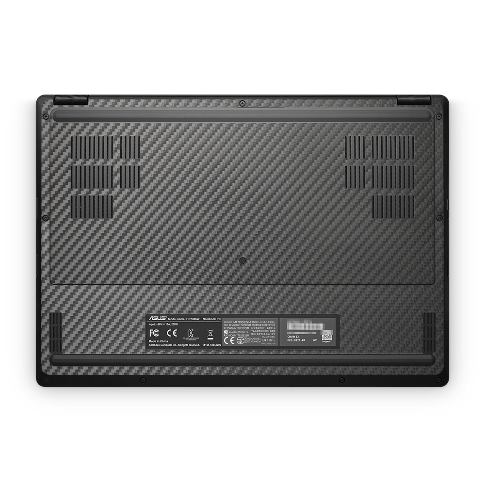 Asus Proart Px13 2024 Professional Bottom Black Carbon Fiber Skin Wrap Cover