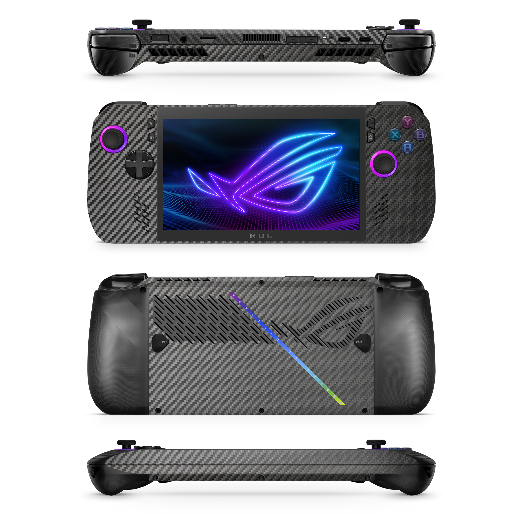 Asus Rog Ally X 2024 Essentials Black Carbon Fiber Skin Wrap Cover