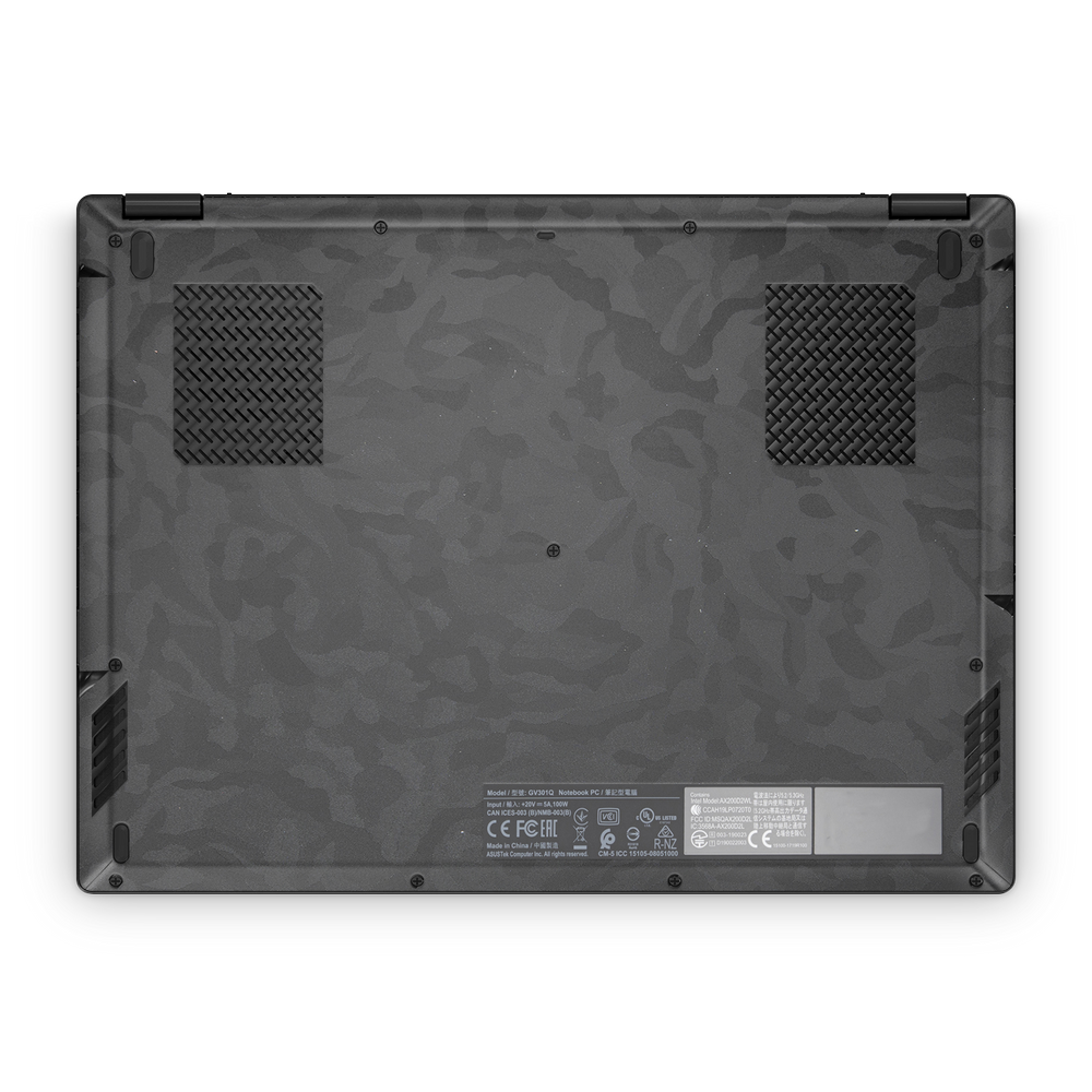 Asus Rog Flow X13 2021 2022 Professional Bottom Black Camo Skin Wrap Cover