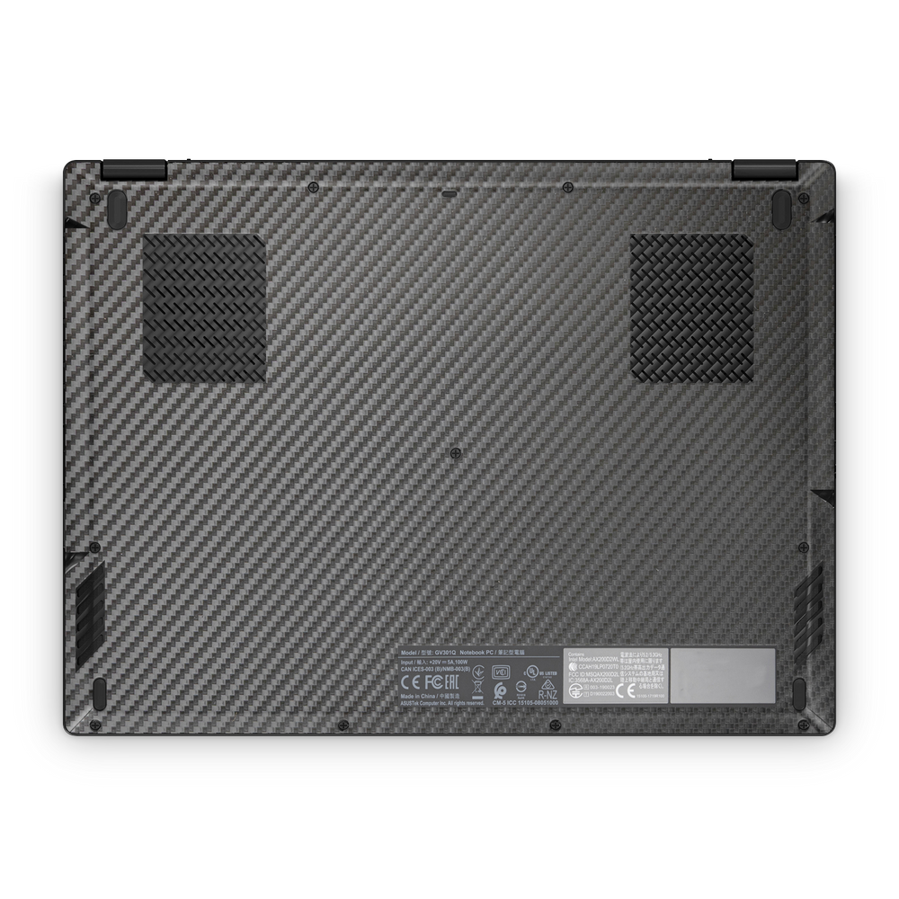 Asus Rog Flow X13 2021 2022 Professional Bottom Black Carbon Fiber Skin Wrap Cover