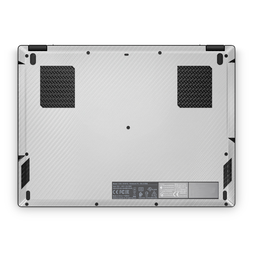 Asus Rog Flow X13 2021 2022 Professional Bottom White Carbon Fiber Skin Wrap Cover