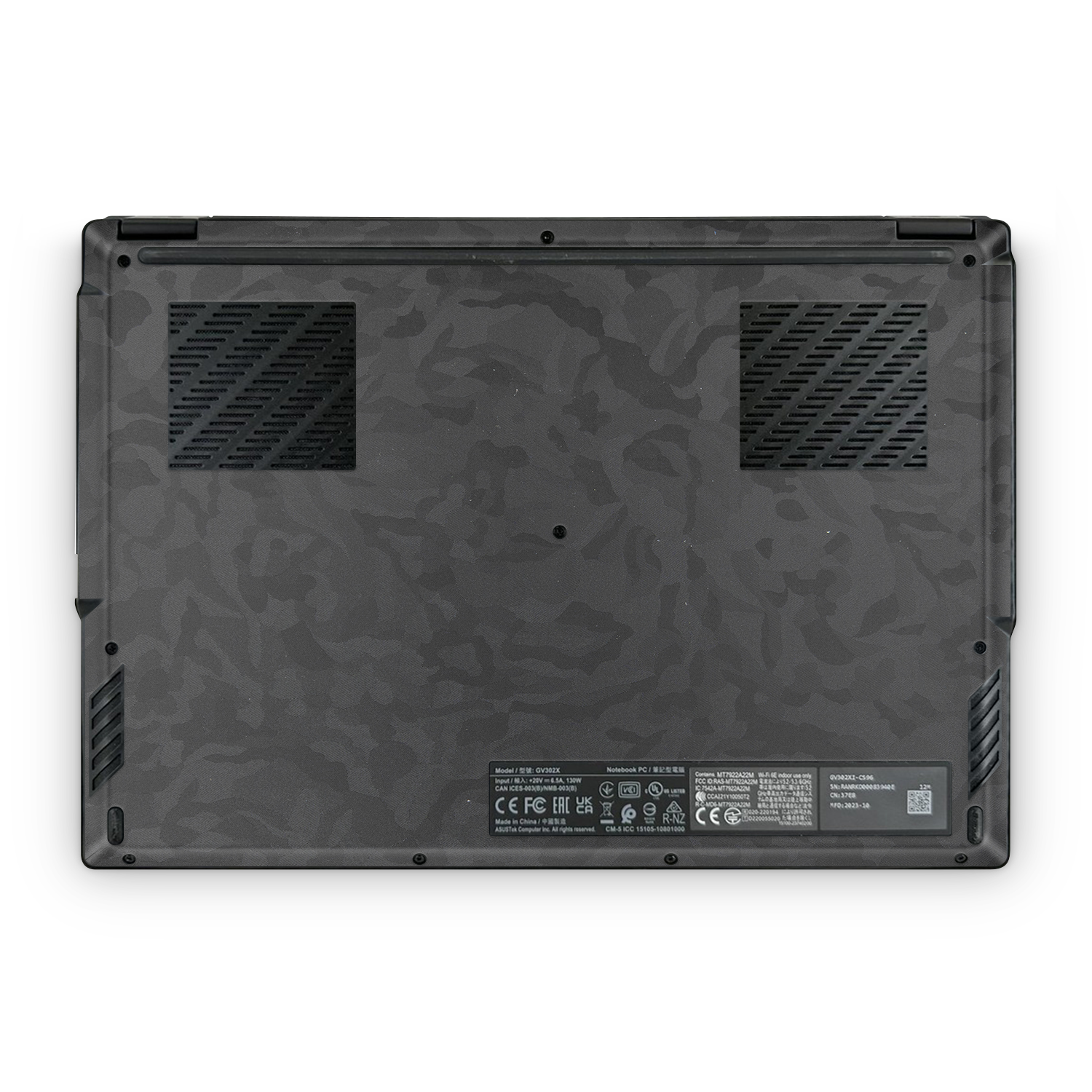 Asus Rog Flow X13 2023 Professional Bottom Black Camo Skin Wrap Cover