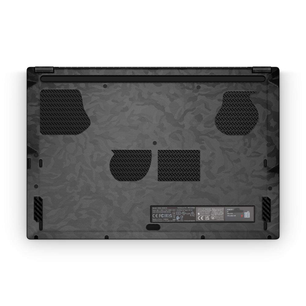 Asus Rog Flow X16 2022 Professional Bottom Black Camo Skin Wrap Cover