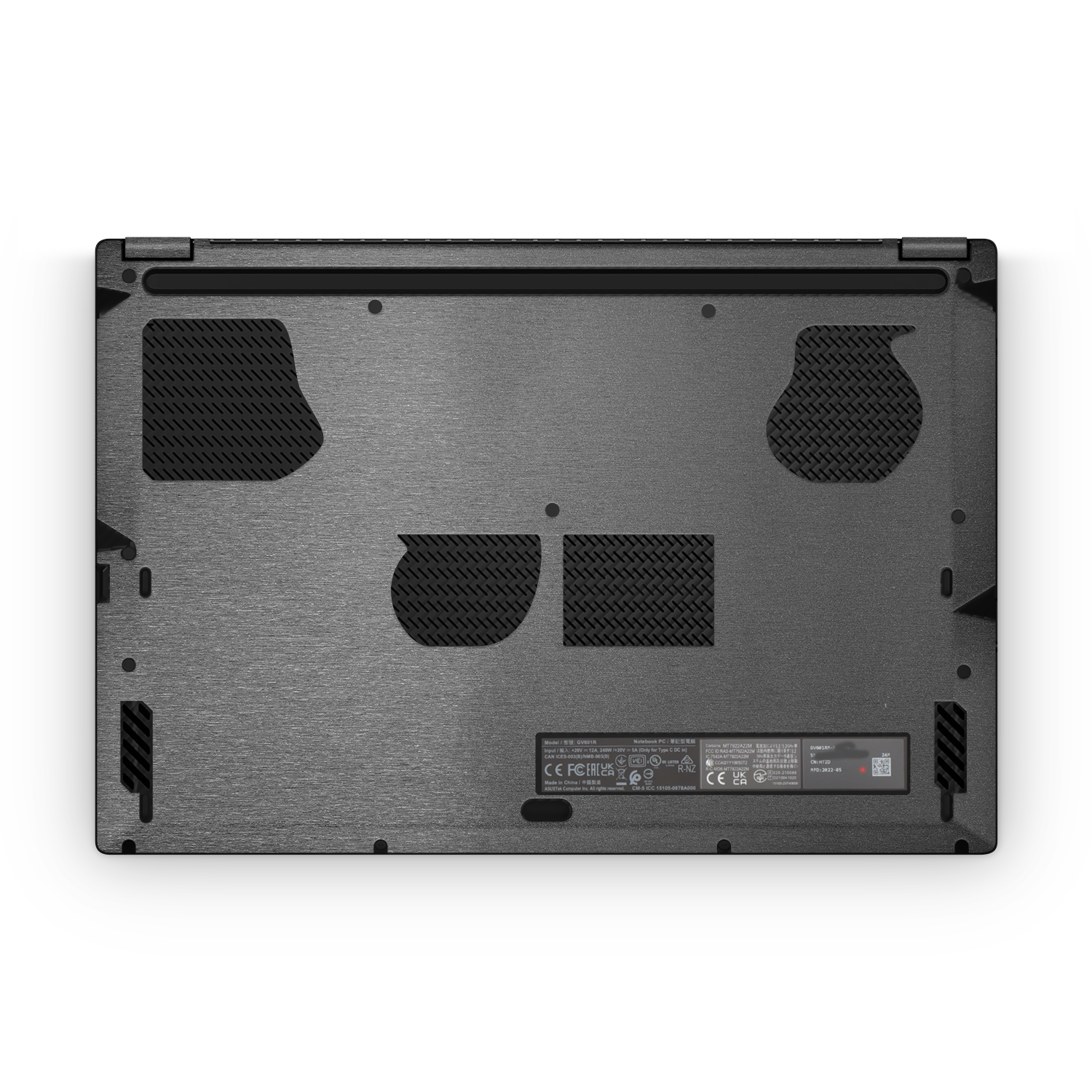 Asus Rog Flow X16 2022 Professional Bottom Brushed Black Skin Wrap Cover