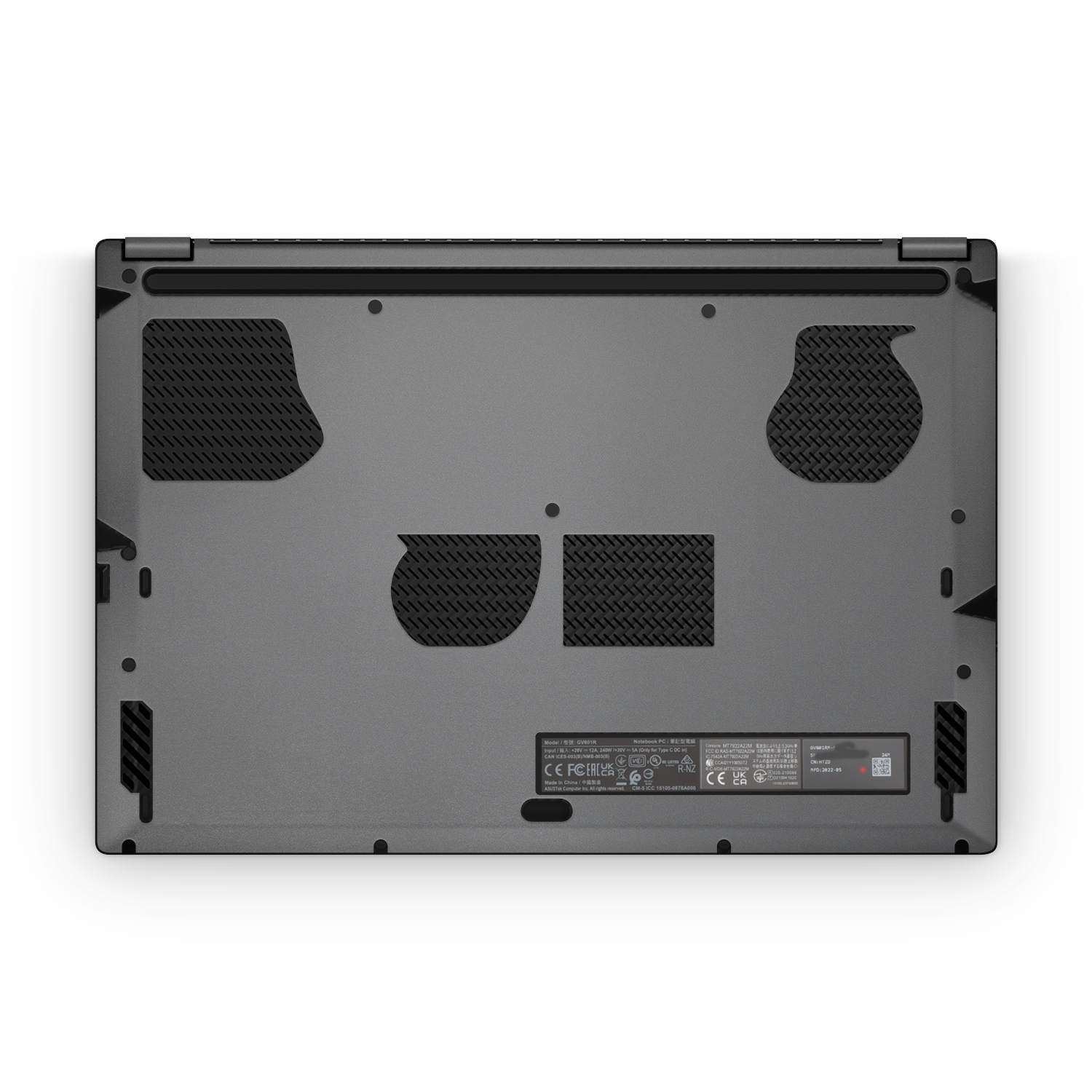 Asus Rog Flow X16 2022 Professional Bottom Charcoal Grey Skin Wrap Cover