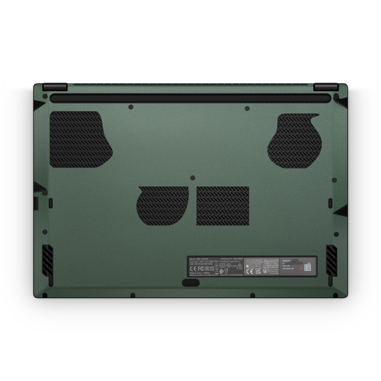 Asus ROG Flow X16 2022 Professional Bottom Matte Green Metallic Skin Wrap Cover