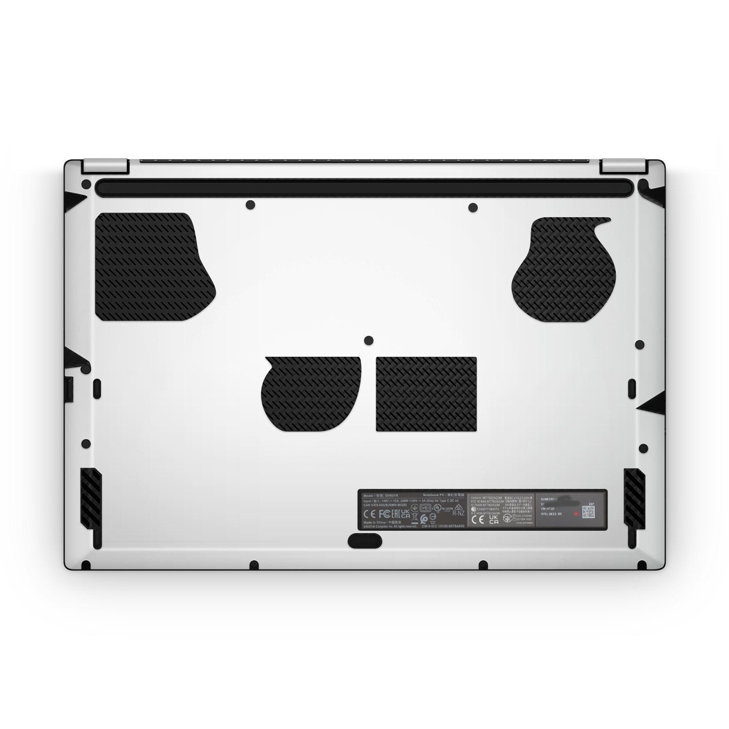 Asus Rog Flow X16 2022 Professional Bottom Satin White Skin Wrap Cover