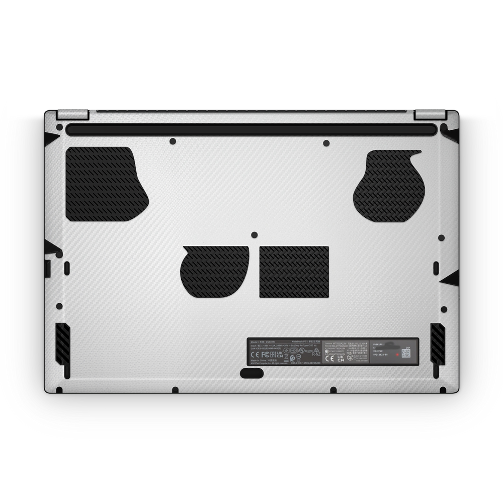 Asus Rog Flow X16 2022 Professional Bottom White Carbon Fiber Skin Wrap Cover