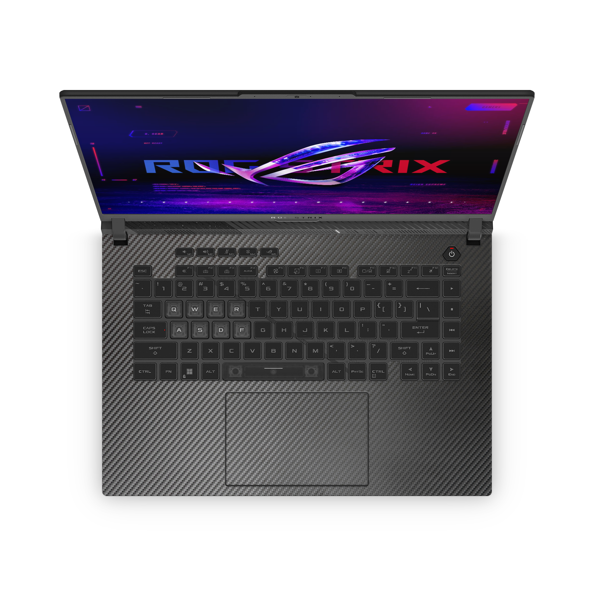 Asus Rog Strix G16 2023 Professional Interior Black Carbon Fiber Skin Wrap Cover