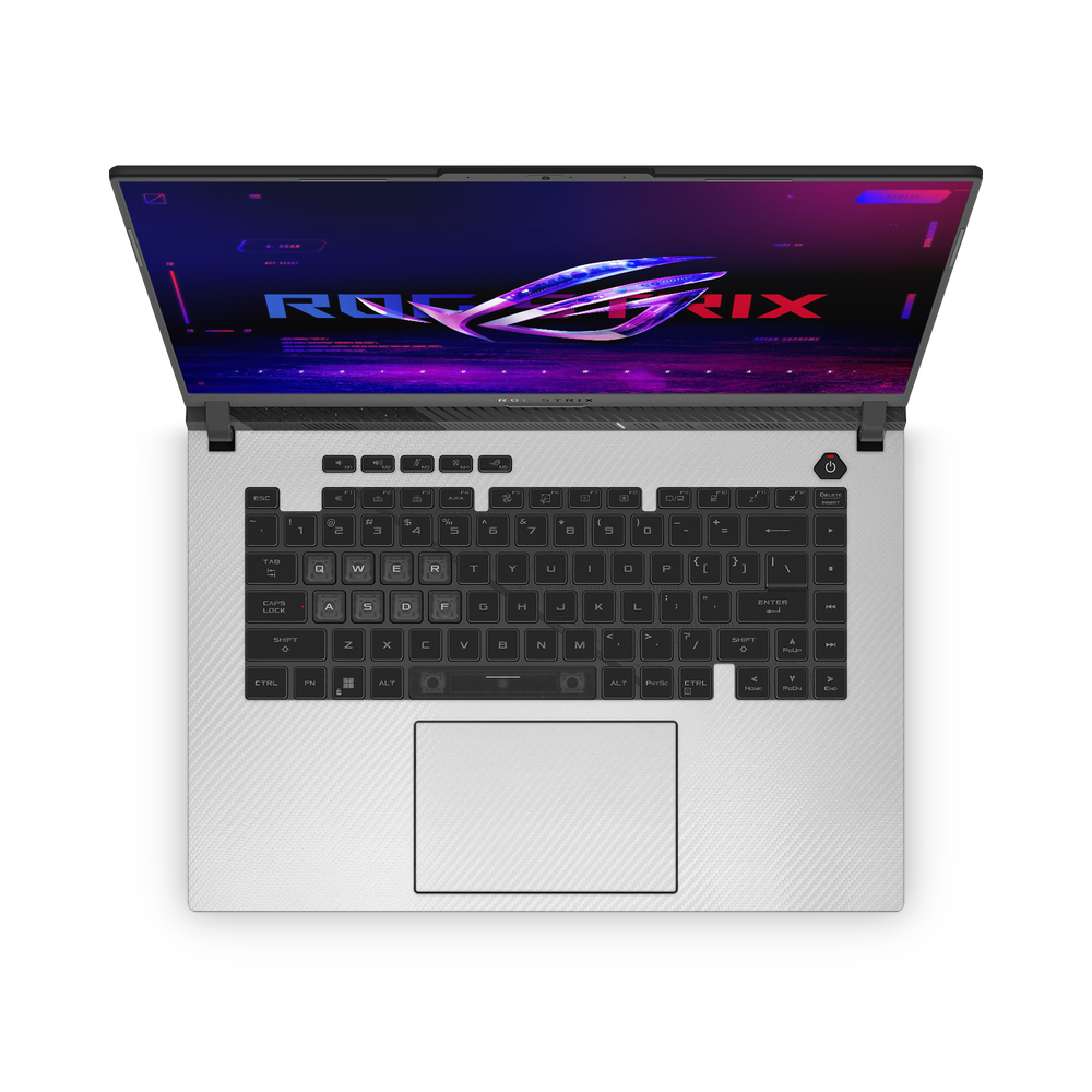Asus Rog Strix G16 2023 Professional Interior White Carbon Fiber Skin Wrap Cover