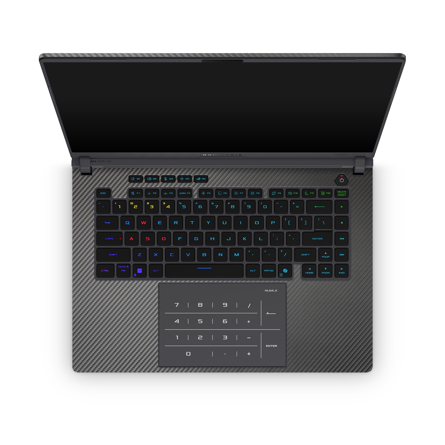Asus Rog Strix G16 2025 Professional Interior Black Carbon Fiber Skin Wrap Cover