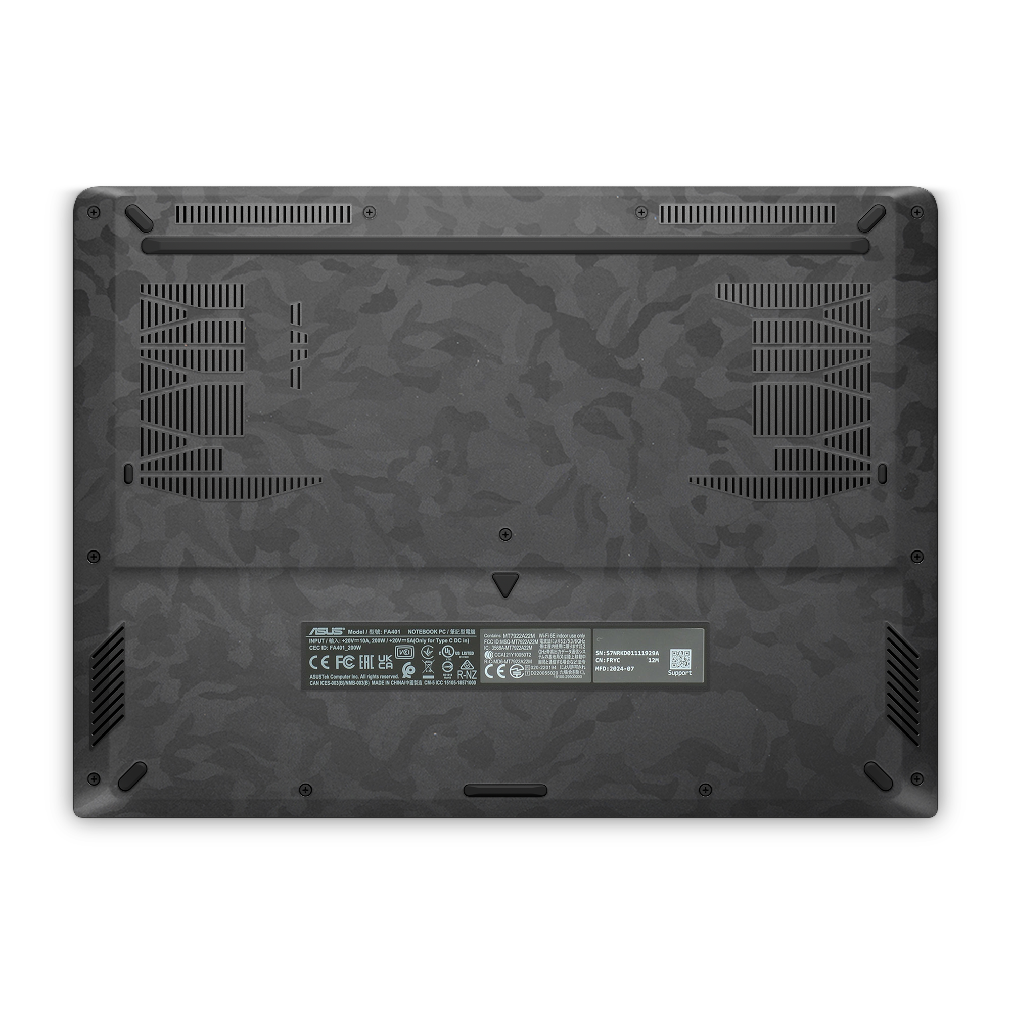 Asus Tuf A14 2024 Professional Bottom Black Camo Skin Wrap Cover