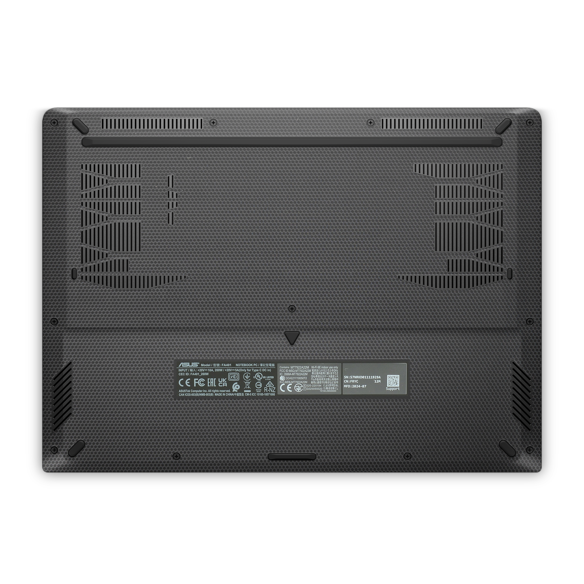 Asus Tuf A14 2024 Professional Bottom Black Matrix Skin Wrap Cover