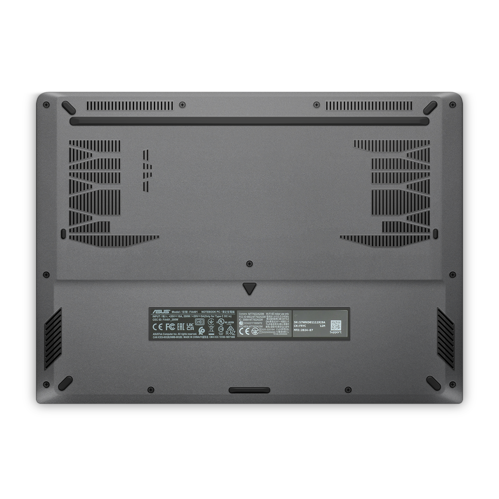 Asus Tuf A14 2024 Professional Bottom Charcoal Grey Skin Wrap Cover