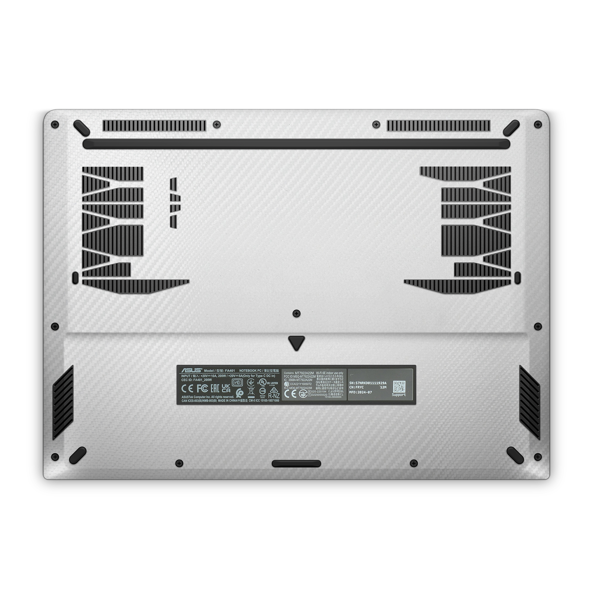 Asus Tuf A14 2024 Professional Bottom White Carbon Fiber Skin Wrap Cover