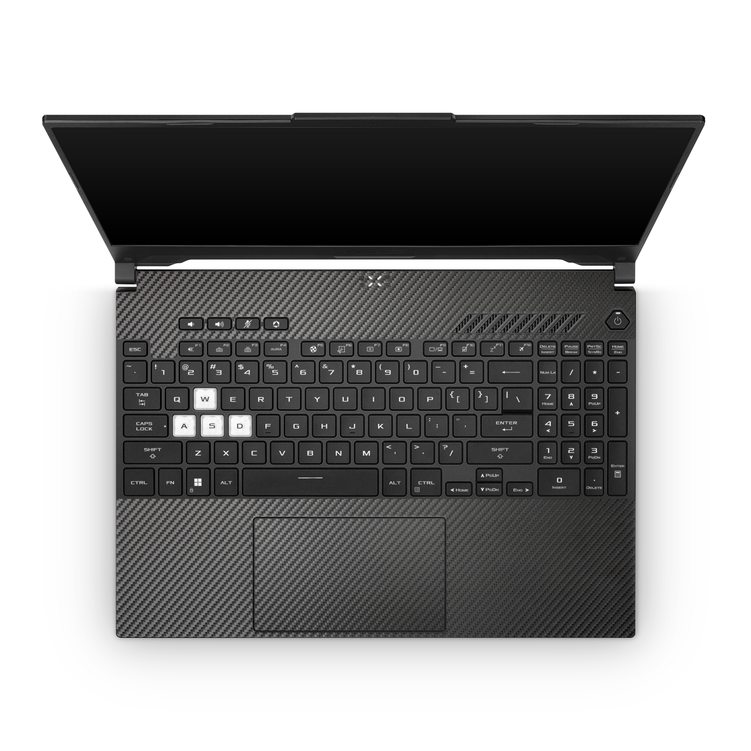 Asus Tuf Dash F15 2022 Professional Interior Black Carbon Fiber Skin Wrap Cover