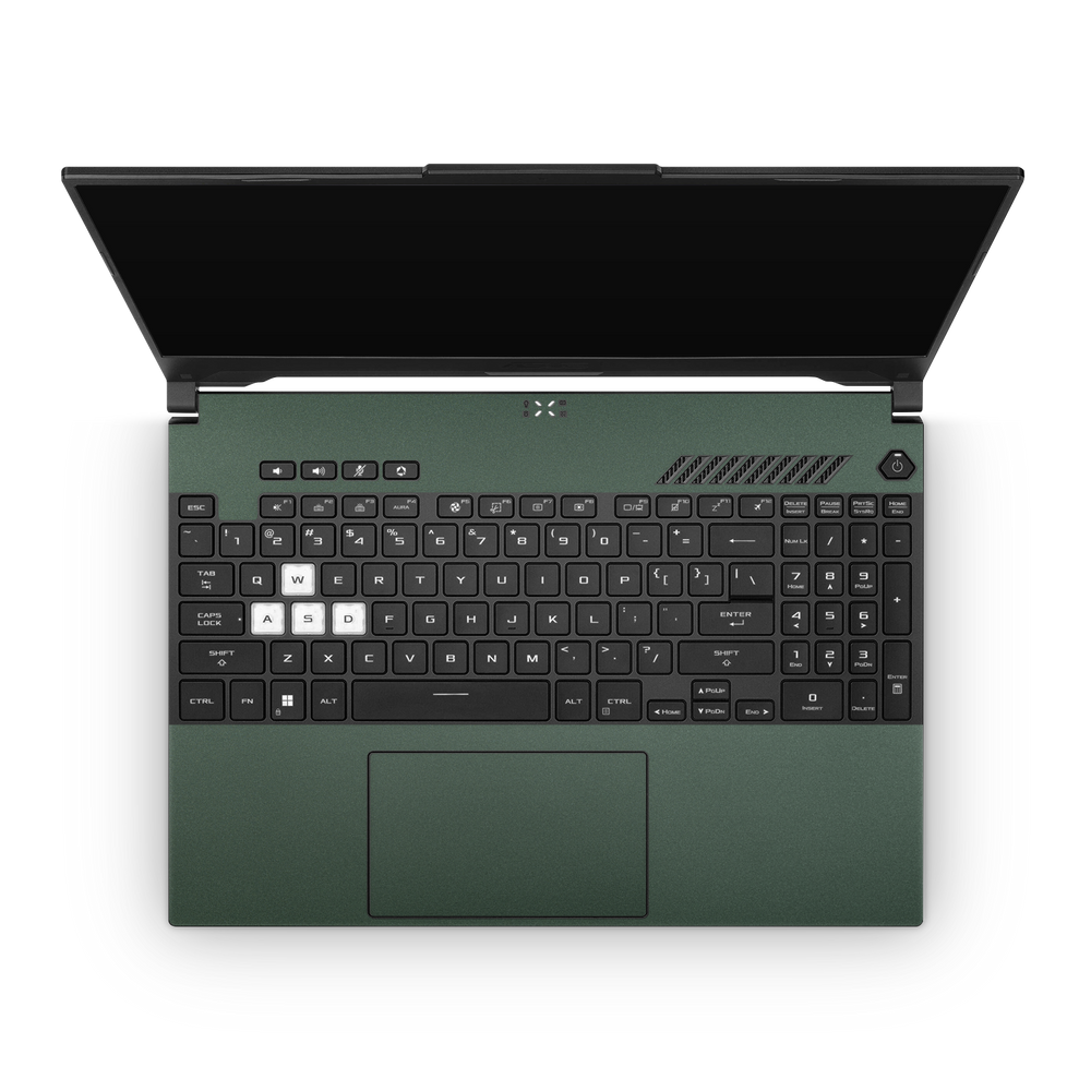 Asus TUF Dash F15 2022 Professional Interior Matte Green Metallic Skin Wrap Cover