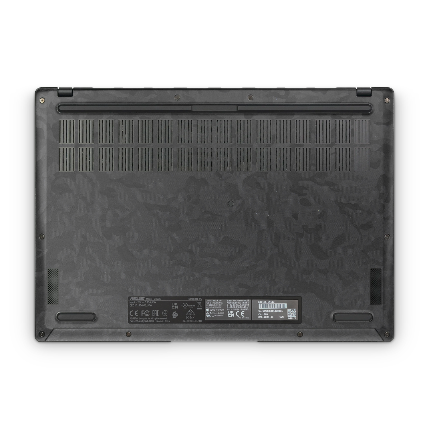 Asus Vivobook S14 2025 Professional Bottom Black Camo Skin Wrap Cover