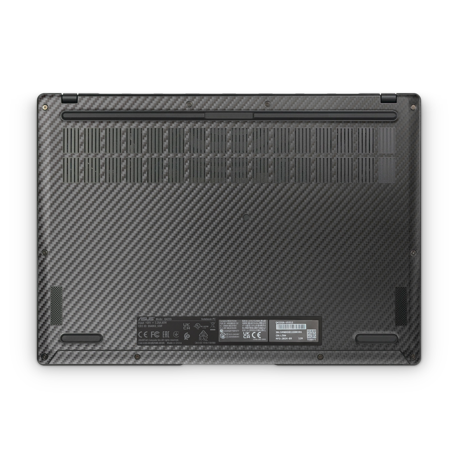 Asus Vivobook S14 2025 Professional Bottom Black Carbon Fiber Skin Wrap Cover